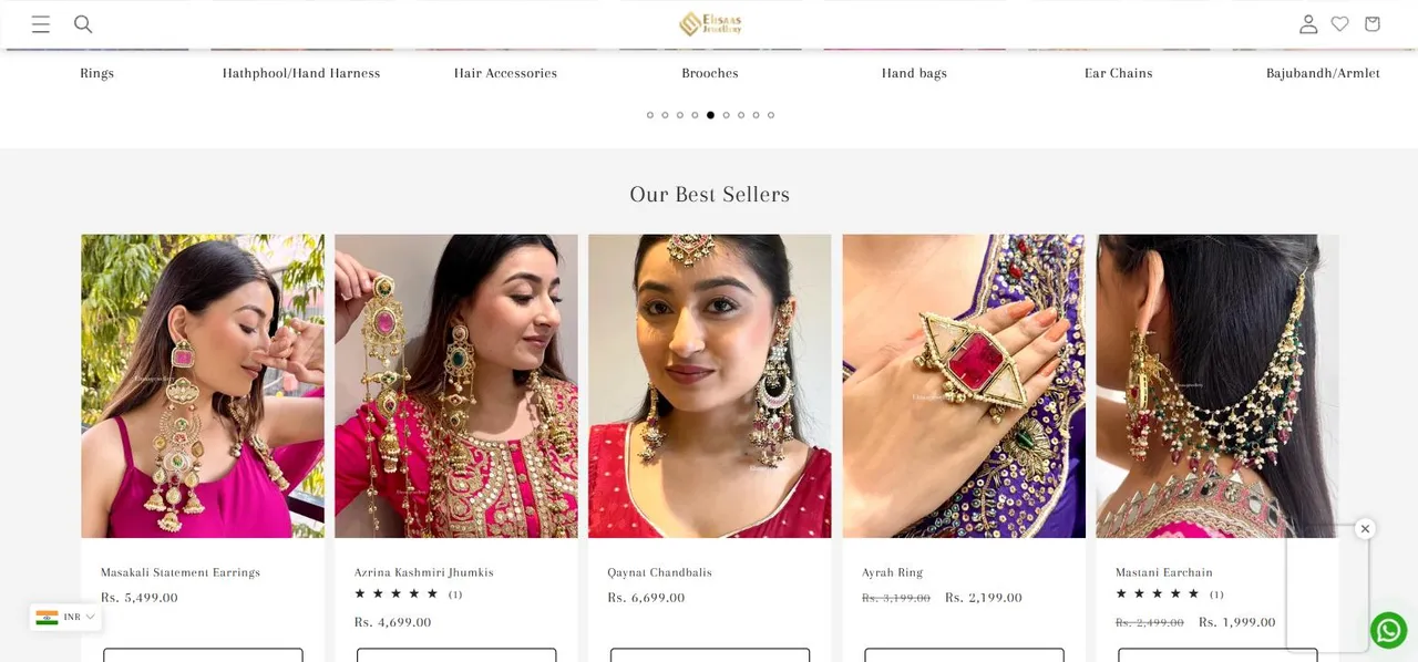 Ehsaas Jewellery website section